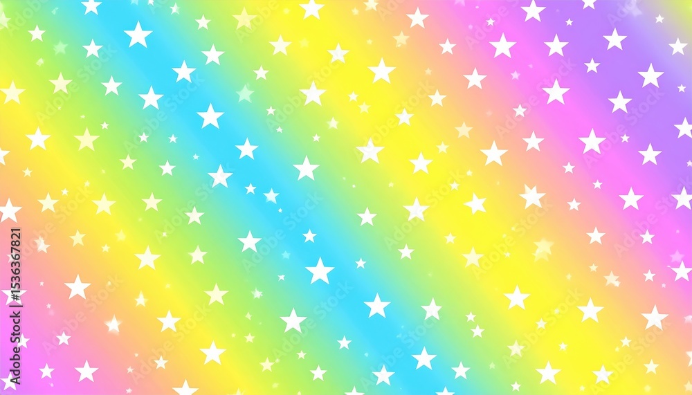 Poster vivid fireworks-style burst pattern featuring colorful light trails and sparkling dots in bold rainb