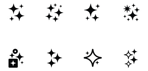 Naklejka premium Sparkling Star Icons A Collection of Shiny Starburst Designs