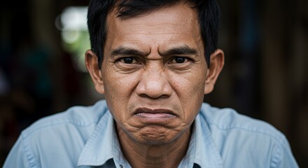 Fototapeta premium Portrait of a Man Showing Displeasure