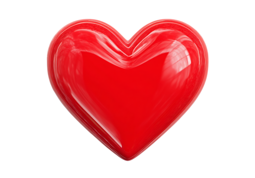 Glossy red heart shape love romance valentine day,On Transparent Background, Isolated on white