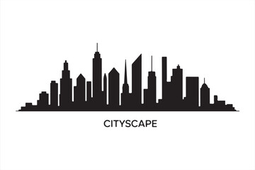 Obraz premium Abstract urban skyline with layered black and gray skyscrapers in minimalist silhouette design, perfect for real estate, architecture, or city planning themes
