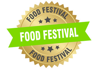 food festival. food festival round green and gold label isolated on transparent background