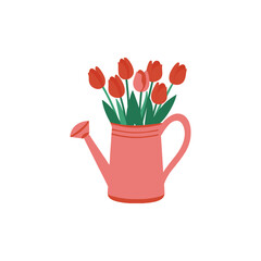 Flowers minimalist vector of flower's bouquet and tob with yellow, green, pink, blue and red flowers