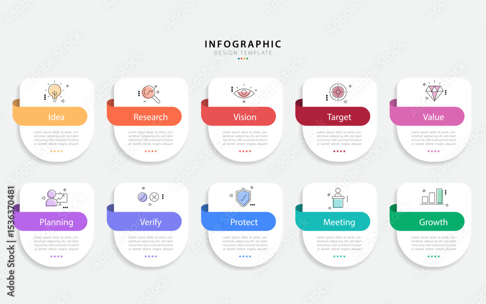 Poster infographic 10 step timeline journey, calendar flat simple infographics design template. presentatio