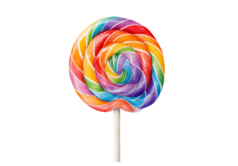 Rainbow swirl lollipop sweet candy treat delicious,On Transparent Background, Isolated on white