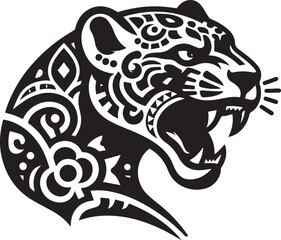 Black and White Jaguar Vector Illustration – Minimalist Wild Cat Silhouette Art	