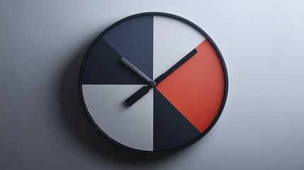 Modern wall clock with geometric pattern in dimly lit room