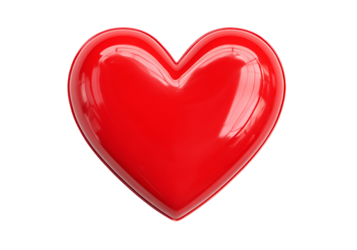 Glossy red heart shape romantic love symbol,On Transparent Background, Isolated on white