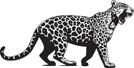Black and White Jaguar Vector Illustration – Minimalist Wild Cat Silhouette Art	
