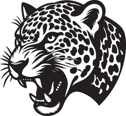 Black and White Jaguar Vector Illustration – Minimalist Wild Cat Silhouette Art	