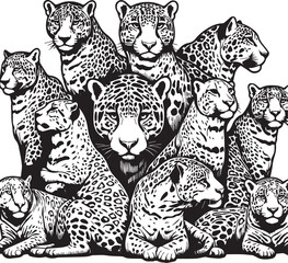 Black and White Jaguar Vector Illustration – Minimalist Wild Cat Silhouette Art	