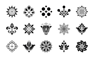 Flower icons set. Isolated elements for design. Vector graphics.