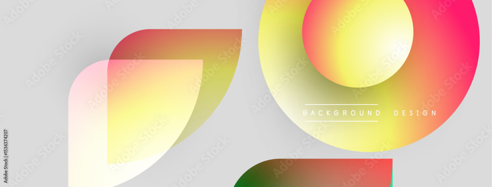 Poster abstract shapes overlap, creating vibrant color gradients. soft hues blend, forming modern backgroun