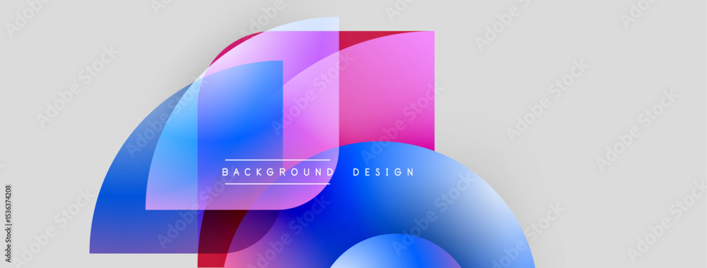 Poster Abstract shapes overlap, creating vibrant color gradients. Modern design elements suggest digital art, background texture. Minimalist aesthetic.