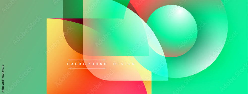Poster Abstract vibrant design. Overlapping colorful shapes create dynamic visual effect. Gradient hues blend seamlessly, modern aesthetic.