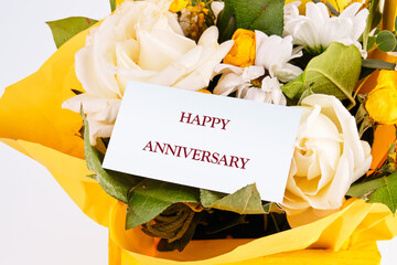 The HAPPY ANNIVERSARY conceptual stage. The concept of good mood and pastime. Christmas, birthday...