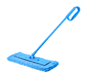 Blue dust mop cleaning tool isolated on transparent background