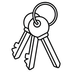 Black and White Keys Doodle Vector Line Art Illustration
