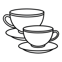 Teacup Doodle Vector Line Art Illustration in Black and White