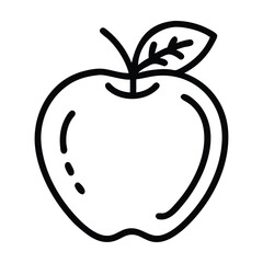Apple Line Art Illustration in Minimal Black and White Style