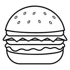 Black and White Minimal Doodle art of Burger Vector Illustration