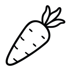 Black and White Carrot Vector Minimal Doodle Design