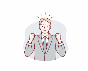Obraz na płótnie Canvas Energetic Male Office Worker. Hand drawn style vector design illustrations.