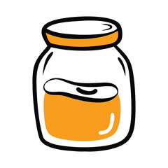 Minimal Honey Jar Doodle Illustration in Black and White