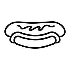 Hot Dog Vector Illustration in Minimal Line Art Style