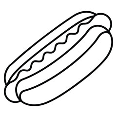 Black and White Hot Dog Vector Minimal Drawing