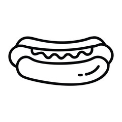 Minimalist Hot Dog Line Art in Black and White