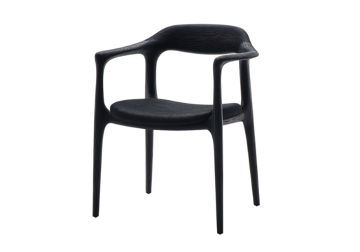 Modern black wooden chair contemporary design furniture,On Transparent Background, Isolated on white