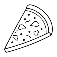 Pizza Slice Line Art Vector in Minimal Black and White Style