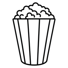 Minimal Popcorn Box Vector Illustration in Black and White