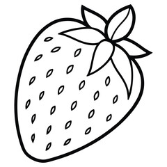 Minimalist Strawberry Illustration in Line Art Style