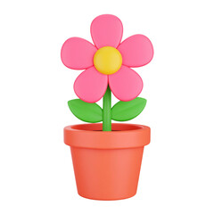 Naklejka premium Pink flower in a pot, a vibrant blossom for your spring garden