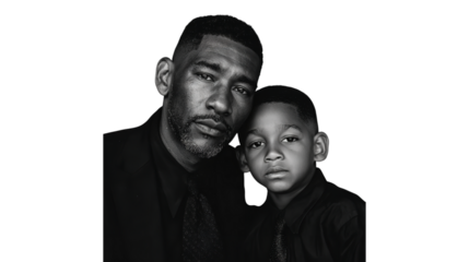 Black and white portrait of father and son bonding family love monochrome togetherness relationship parent child 100