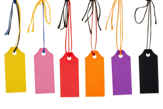 Collection of Colorful Festive Gift Tags in Various Colors with Transparent Background - Powered by Adobe