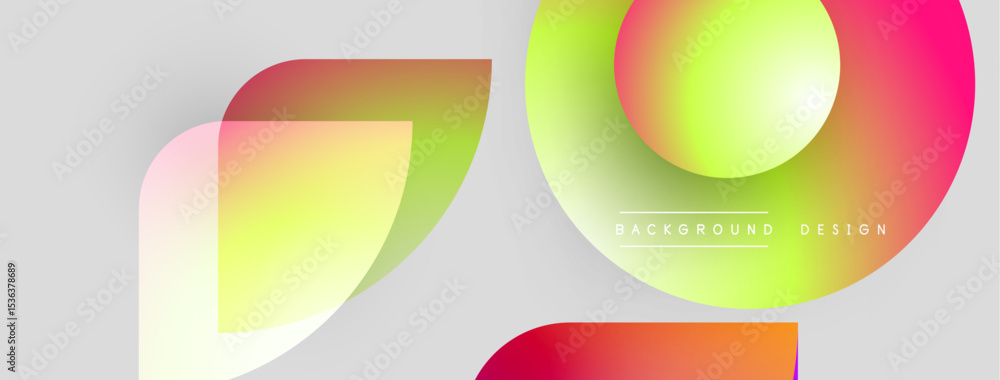 Poster Abstract shapes overlap, creating vibrant color gradients. Light background enhances visual appeal, modern design element.