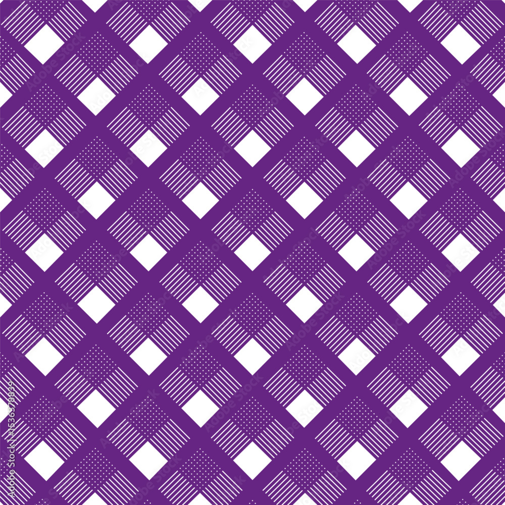 Poster purple checkered pattern. geometric square texture. diagonal line grid. vector graphic design.