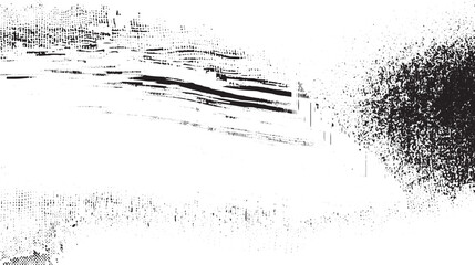 Abstract Black and White Texture with Grainy and Streaked Patterns Dense Black Area and Sparse White Background