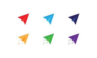Paper Plane Symbols Flat Design. 