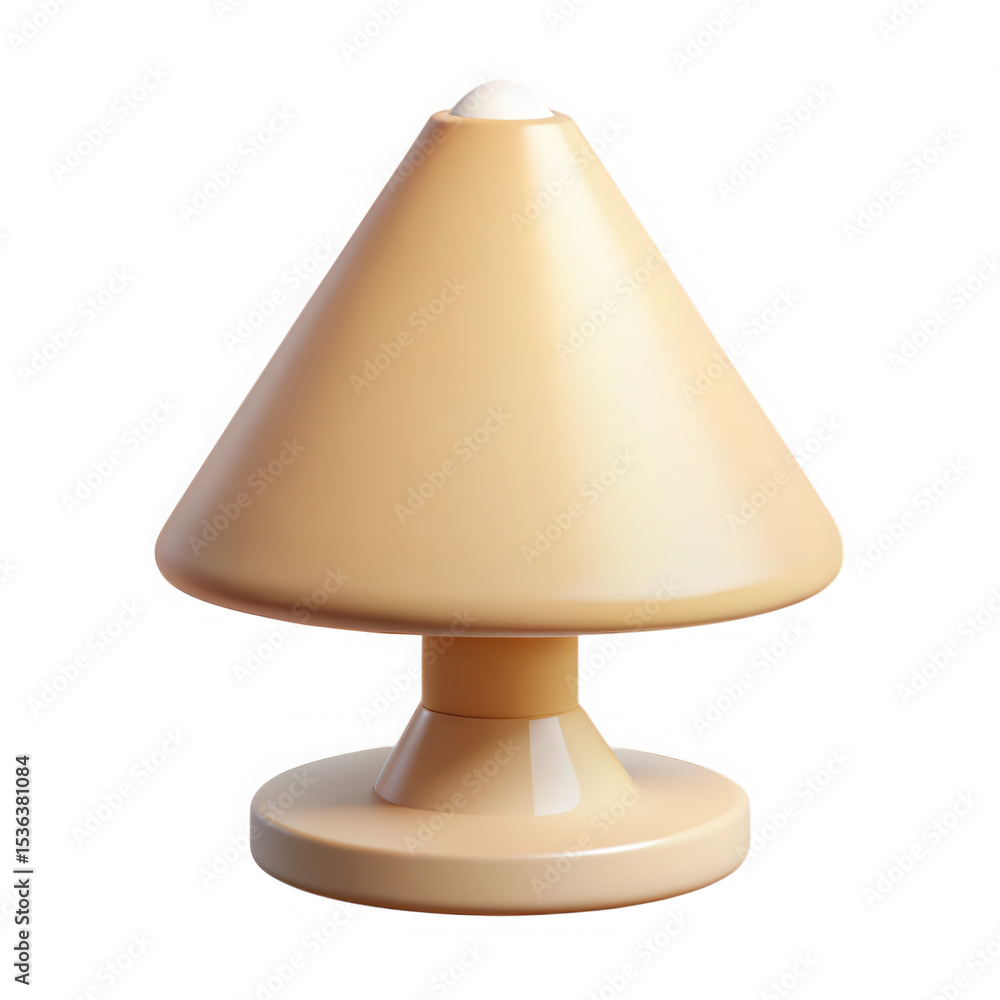 Poster beige cone table lamp 3d render isolated on transparent background