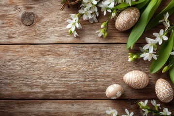 Transparent edge behind wood and Easter elements