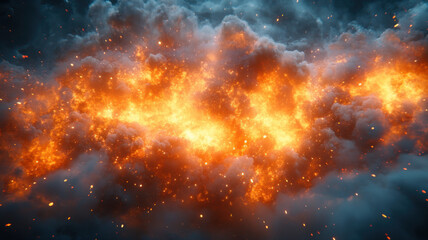 Abstract Fiery Explosion with Sparks and Dark Clouds explosion clouds sparks abstract dark fire red