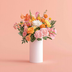 Fototapeta premium floral arrangement mockup on colorful background