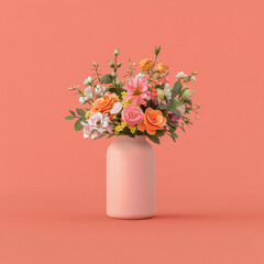 Fototapeta premium floral arrangement mockup on colorful background