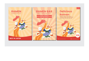 Ramen Bar Poster Set – Flat Design Japanese Food Promotion
