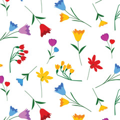 Floral pattern design. Flower and leaves background. Abstract nature art texture. Vector illustration