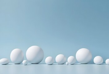 Minimalist Sky Blue Background with White Rounded Shapes. Serene Sky Blue Backdrop Featuring Soft Minimalist Elements